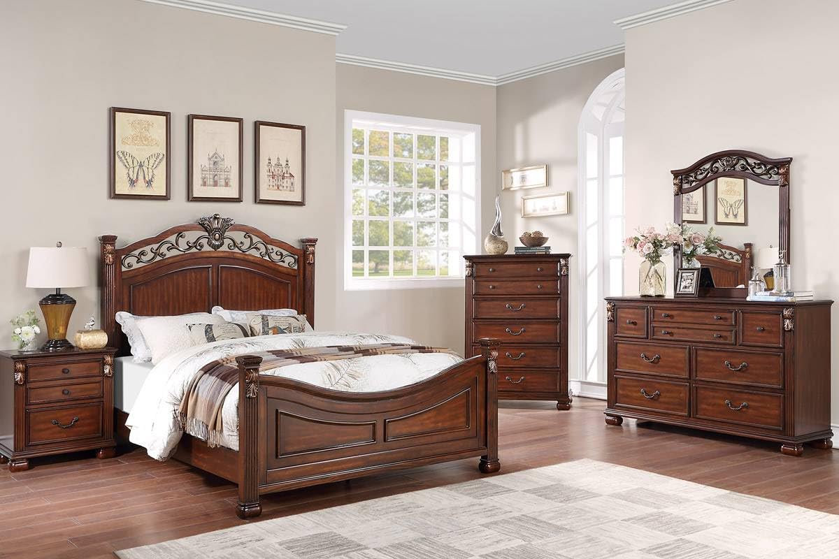Amazon.com: Generic 1pc Queen Size Bed Formal Dark Cherry Color